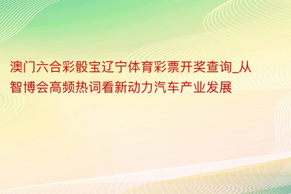 澳门六合彩骰宝辽宁体育彩票开奖查询_从智博会高频热词看新动力汽车产业发展