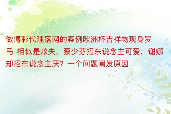 做博彩代理落网的案例欧洲杯吉祥物现身罗马_相似是炫夫，蔡少芬招东说念主可爱，谢娜却招东说念主厌？一个问题阐发原因