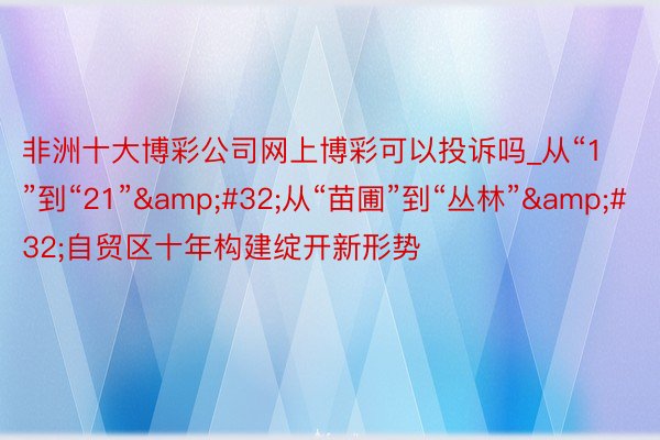非洲十大博彩公司网上博彩可以投诉吗_从“1”到“21”&#32;从“苗圃”到“丛林”&#32;自贸区十年构建绽开新形势